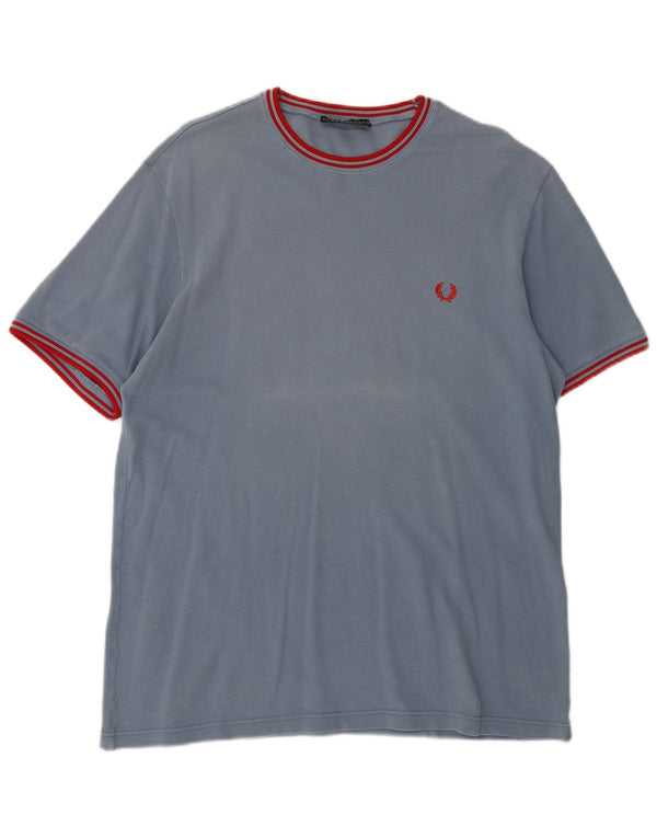 FRED PERRY Camiseta para hombre Top grande de algodón azul