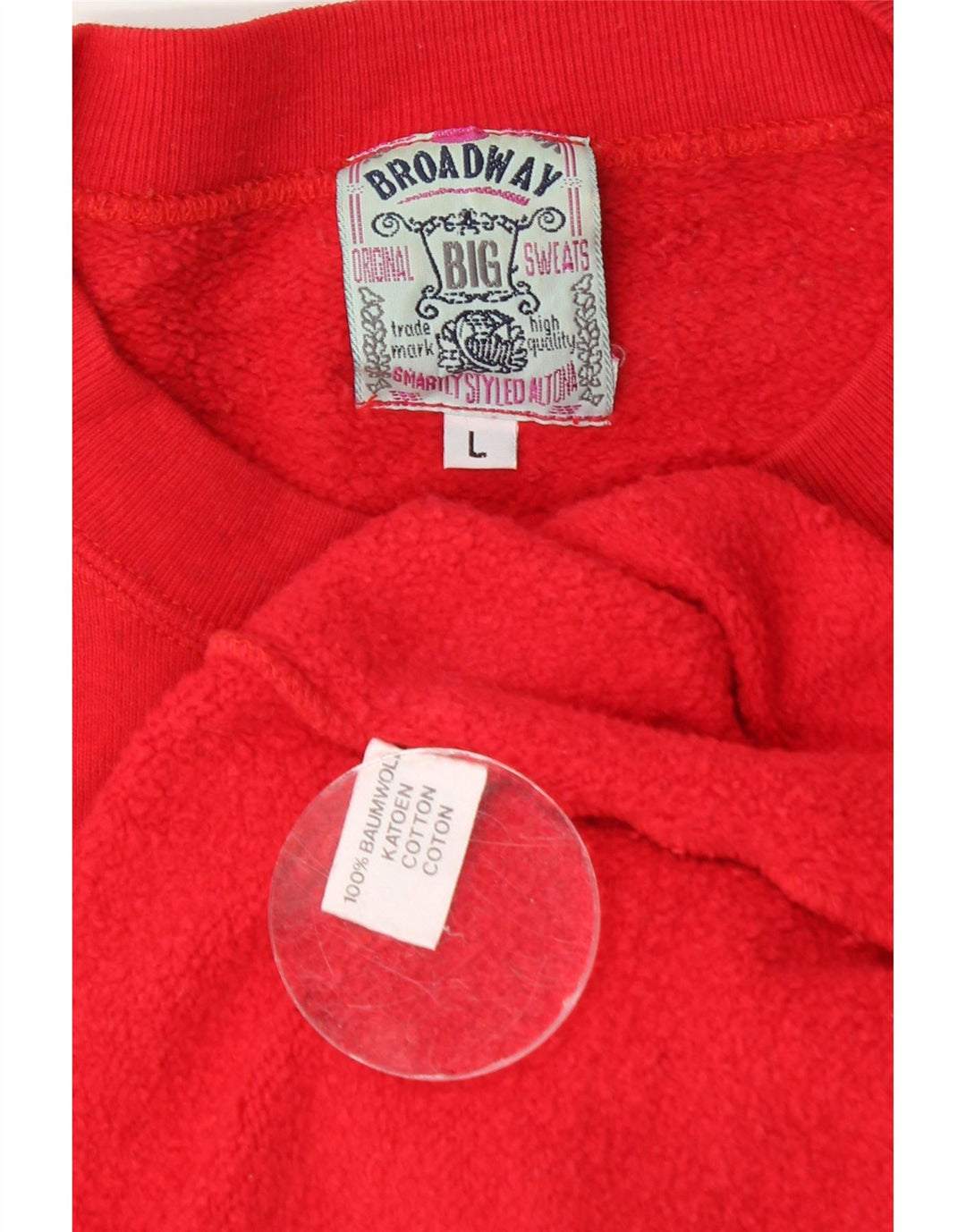 Broadway Hombre Sudadera Jumper Grande Algodón Rojo