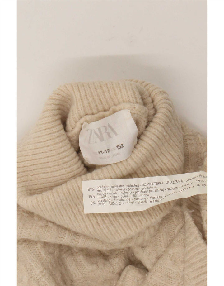 Zara Jersey Niña Cuello Vuelto 11-12 Años Beige Poliéster