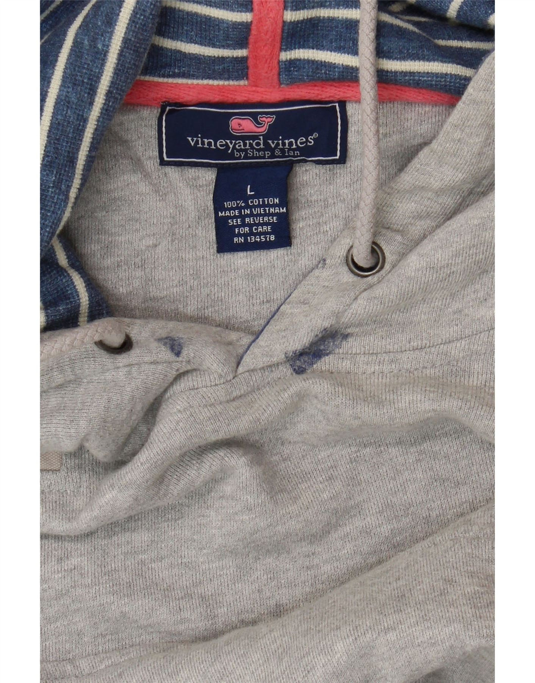 VINEYARD VINES Sudadera con capucha para hombre Jersey grande gris algodón