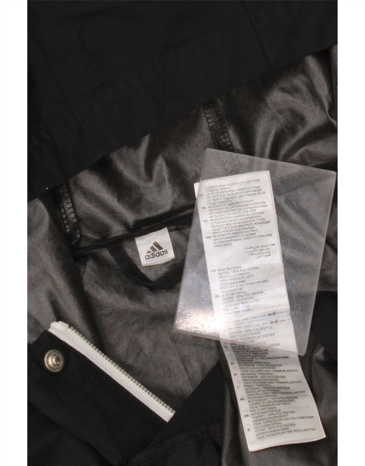ADIDAS Chaqueta impermeable con capucha para hombre UK 38 Mediano Negro Poliéster