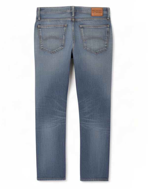Tommy Hilfiger Mens Distressed Straight Jeans W34 L30 Blue Cotton