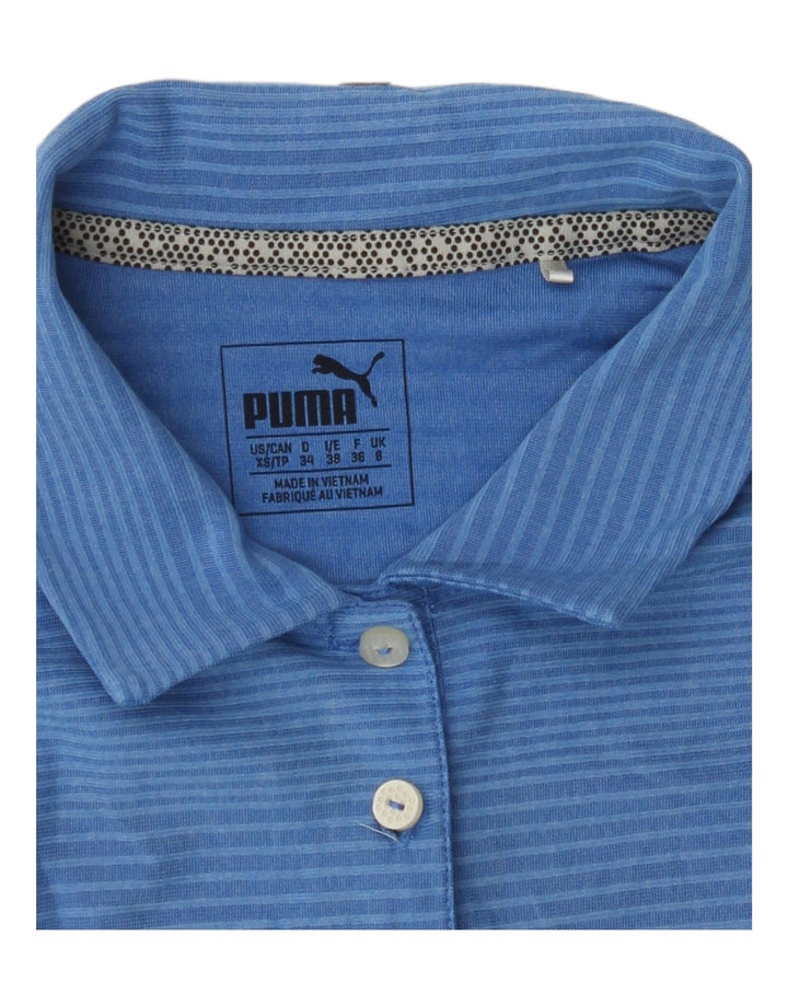PUMA Womens Polo Shirt UK 8 Small Blue Striped Vintage Puma and Second-Hand Puma from Messina Hembry 