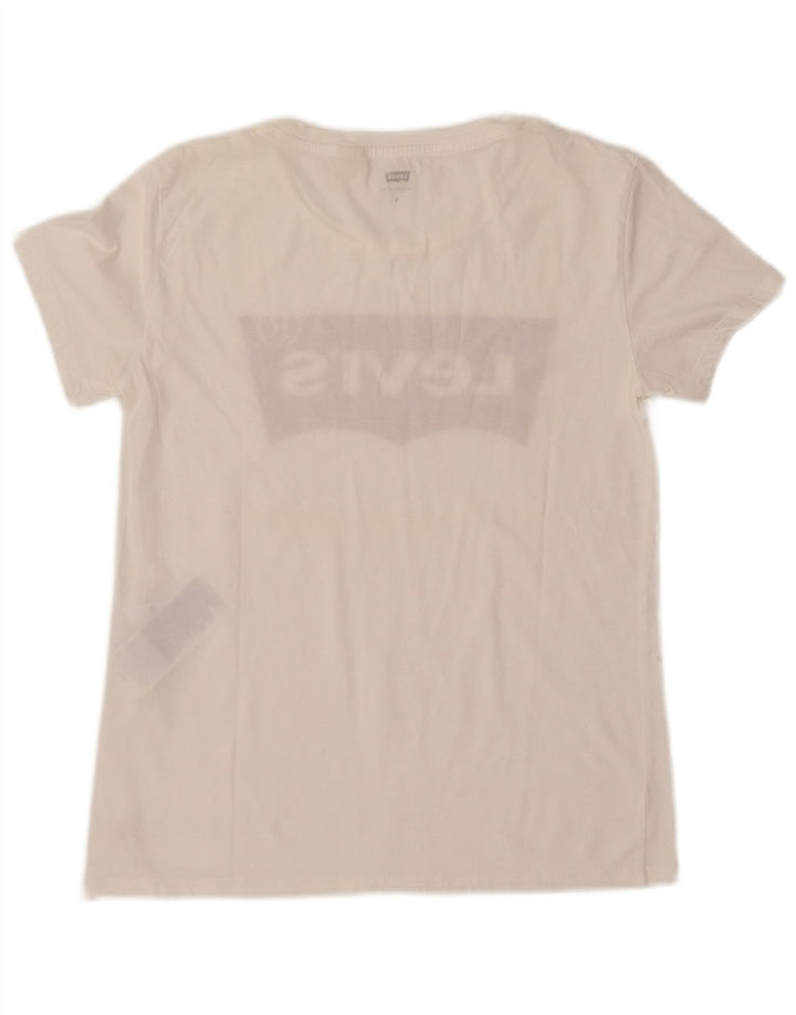 LEVI'S Camiseta gráfica para mujer Top UK 10 Small White Cotton