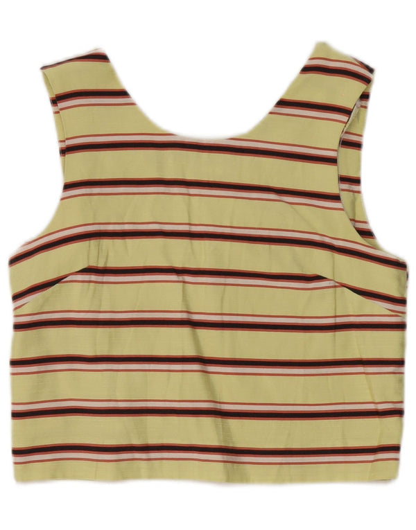 Maison Scotch Top corto sin mangas para mujer UK 10 Small Yellow Stripes