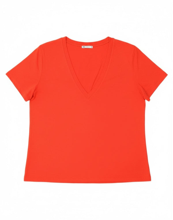 Zara Mujer Camiseta Top ES 40 XL Algodón Rojo