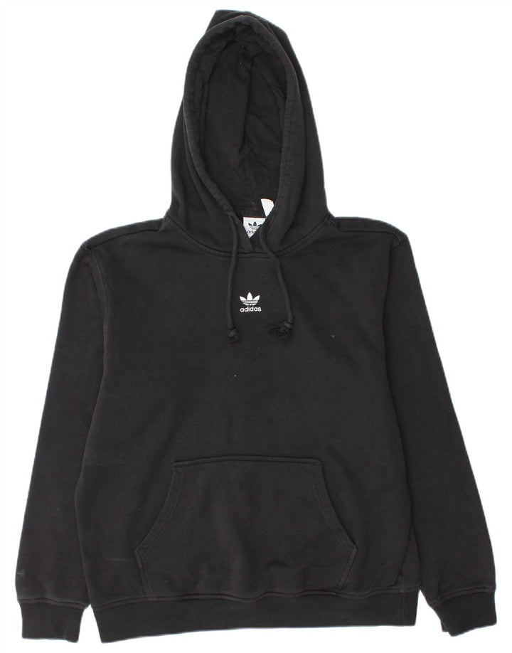 Adidas - Sudadera con capucha para mujer, talla grande, talla 12, algodón negro mediano