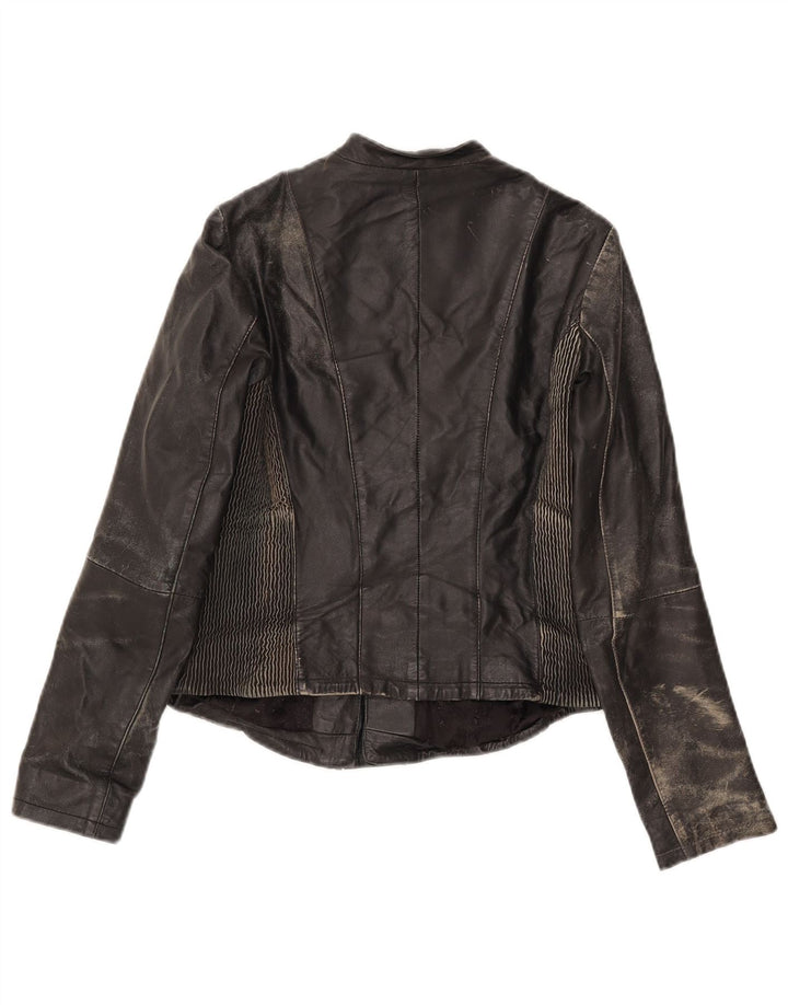 Conbipel Chaqueta Biker De Cuero Para Mujer Talla 42 Small Cuero Negro