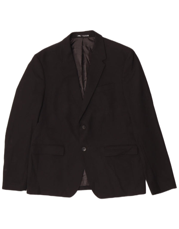 Zara Chaqueta Blazer De 2 Botones Para Hombre EU 54 XL Viscosa Negra
