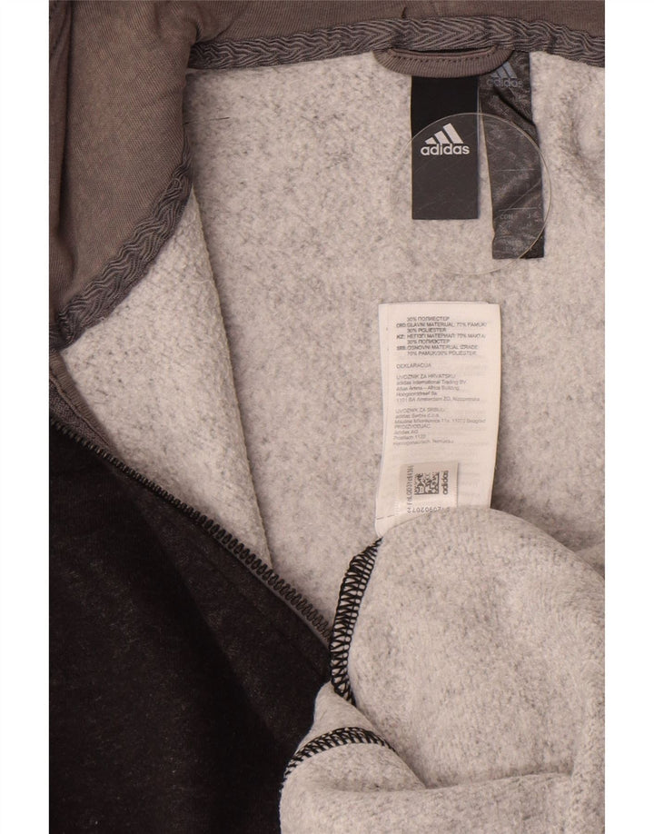 Adidas - Sudadera con capucha y cremallera para hombre, talla pequeña, algodón gris
