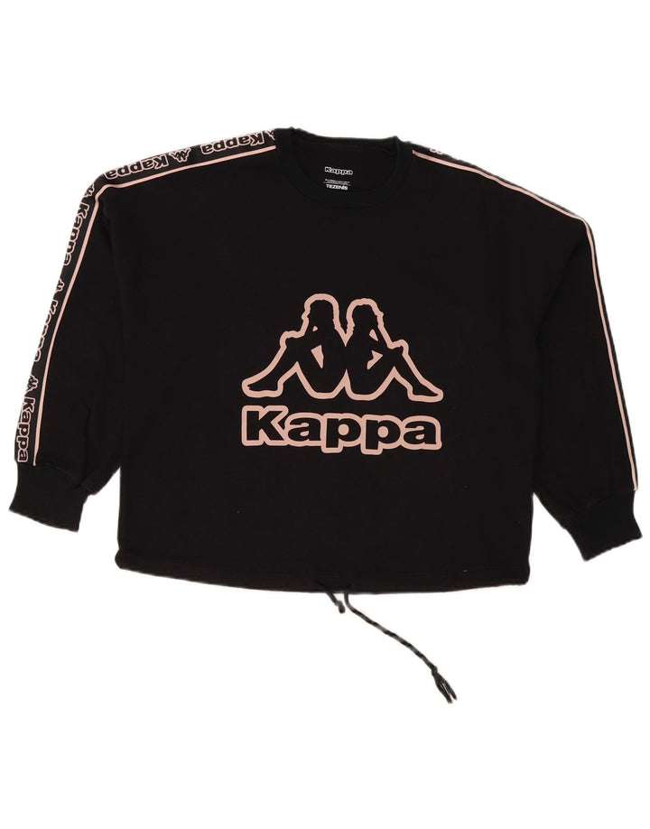 Kappa Mujer Tezenis Graphic Sudadera Jumper UK 12 Medium Negro