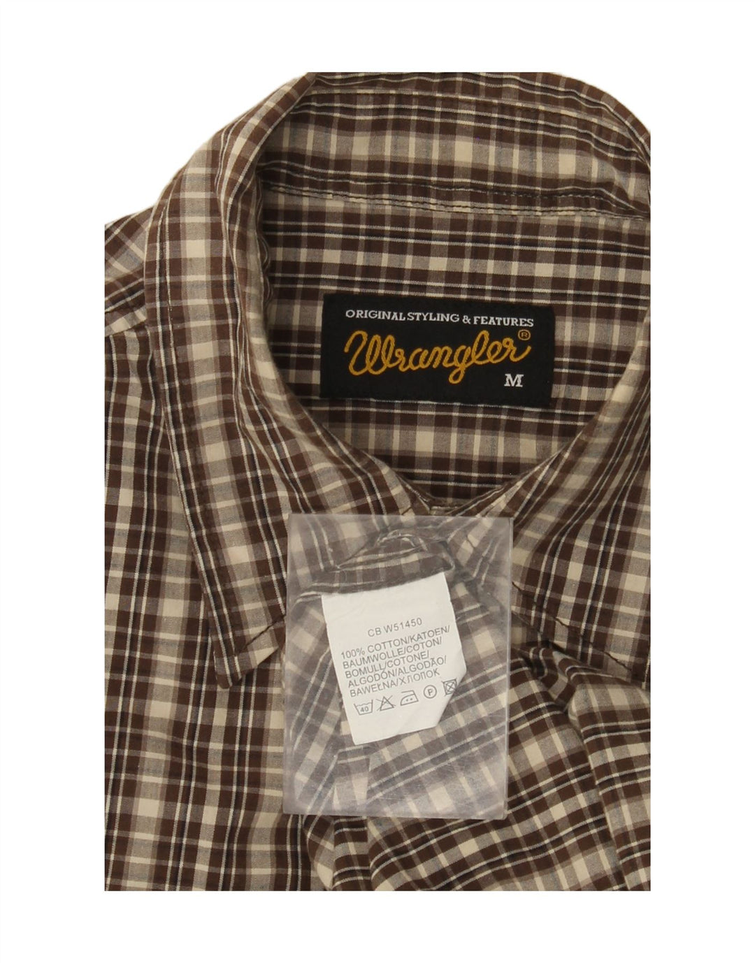 WRANGLER Camisa de franela para hombre Algodón a cuadros marrón medio