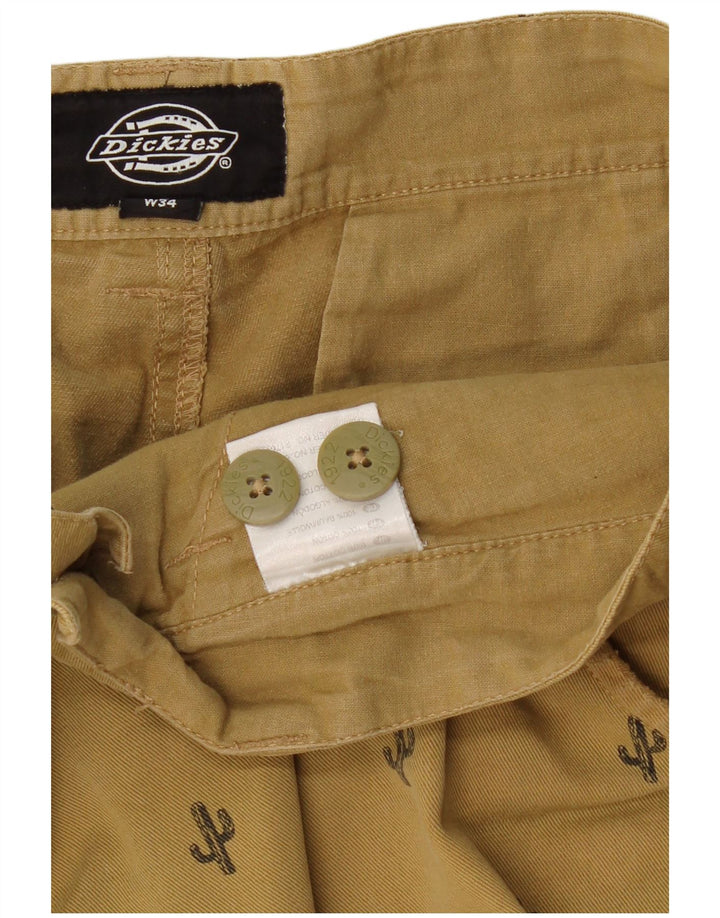 DICKIES Pantalones cortos chinos para hombre W34 Large Beige Spotted Cotton