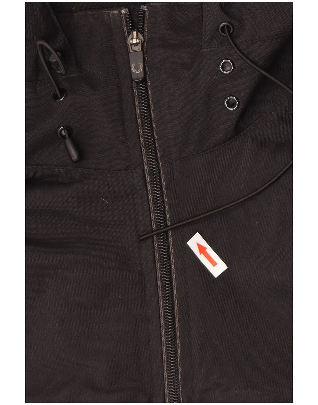 Fred Perry Chaqueta impermeable extragrande con capucha para mujer UK 46 Large Nylon negro