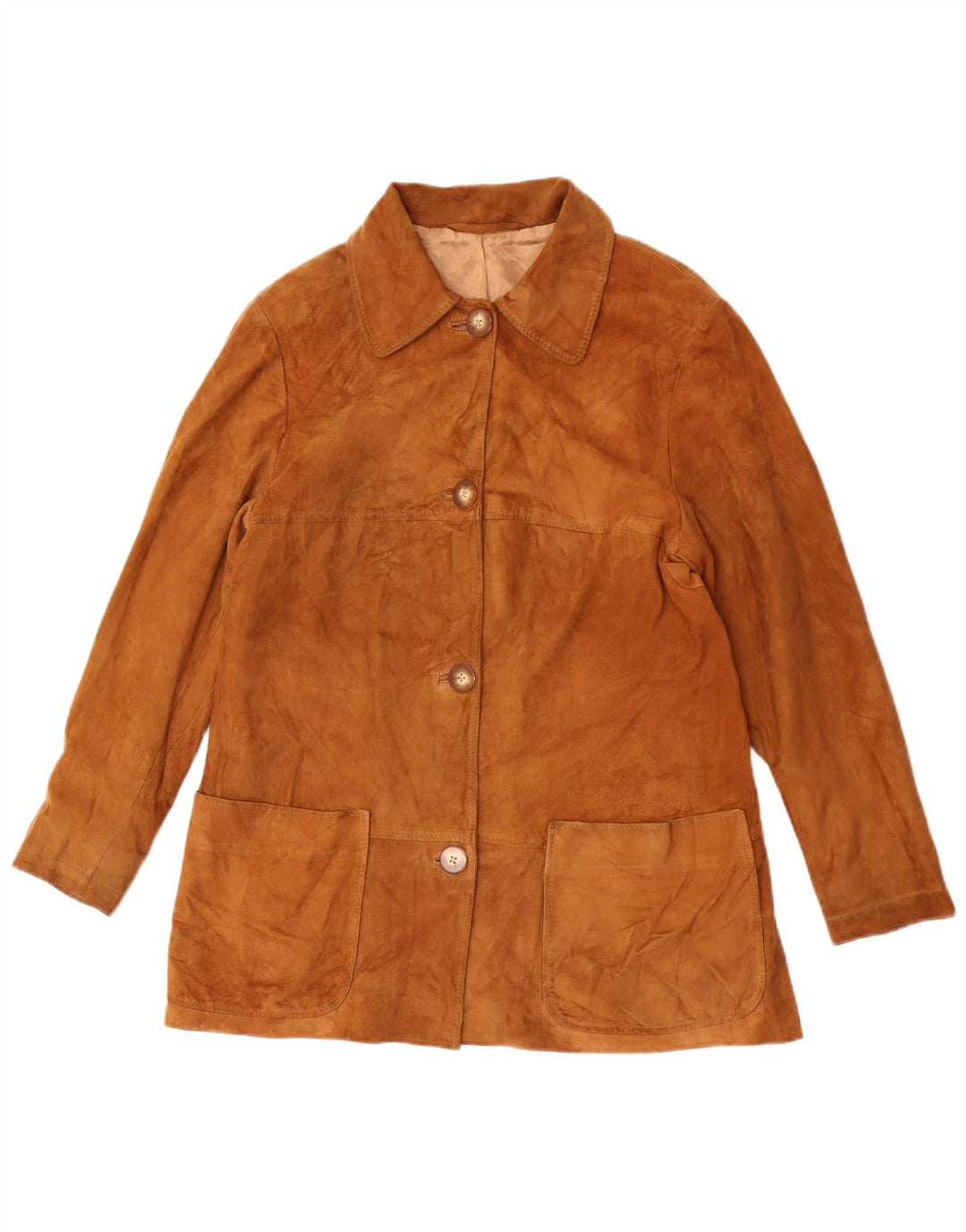 Vintage mujer ante chaqueta Reino Unido 12 marrón medio