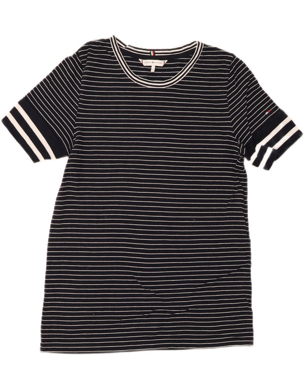 TOMMY HILFIGER Camiseta para mujer Top UK 10 Small Azul marino Rayas Lyocell