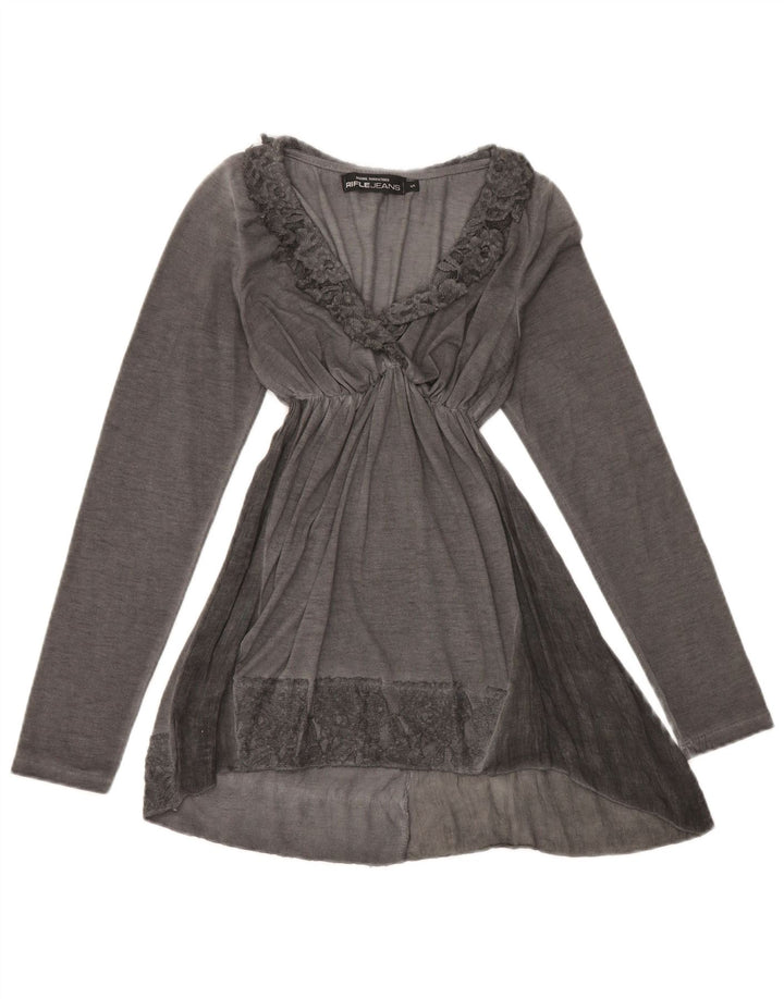 Rifle Túnica de manga larga para mujer UK 8 Small Gris Poliéster