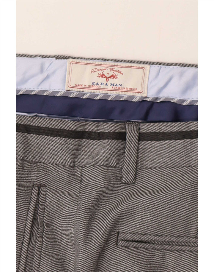 Zara Mens Slim Chino Pantalones EU 38 Medium W30 L33 Poliéster Gris