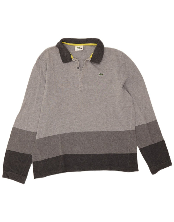 Lacoste Polo de manga larga para hombre, corte ajustado, talla 7, 2XL, color gris
