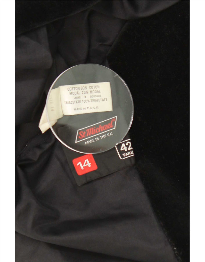 St Michael Chaqueta Blazer de Terciopelo con 2 Botones para Mujer UK 44 Mediana Algodón Negro