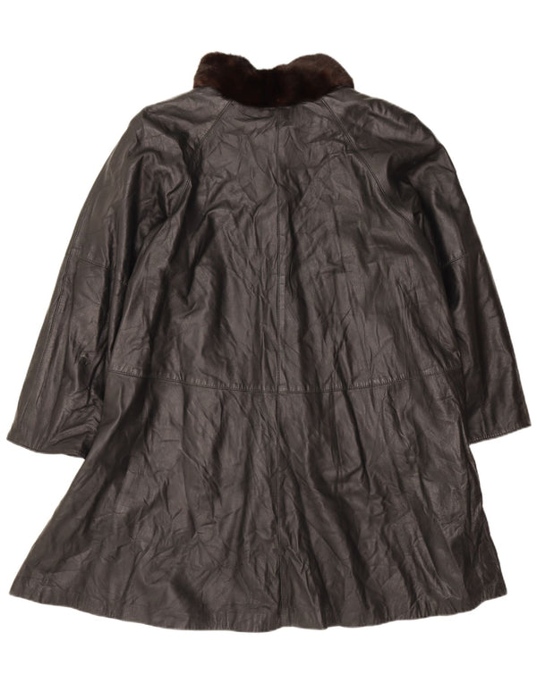 Vintage mujer abrigo de cuero de gran tamaño IT 46 cuero negro grande