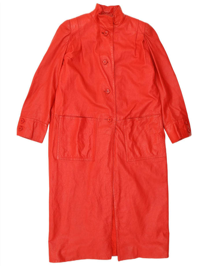 VINTAGE Abrigo de cuero para mujer Reino Unido 16 Rojo grande
