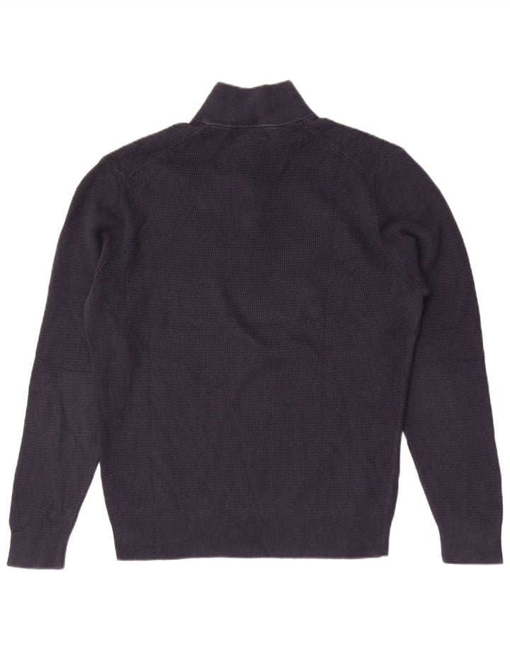 Massimo Dutti Hombre Jersey Con Cremallera Y Cuello Jersey Grande Azul Marino Algodón