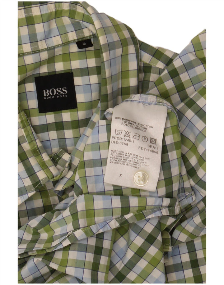 Camisa HUGO BOSS Hombre Small Verde Cuadros Algodón