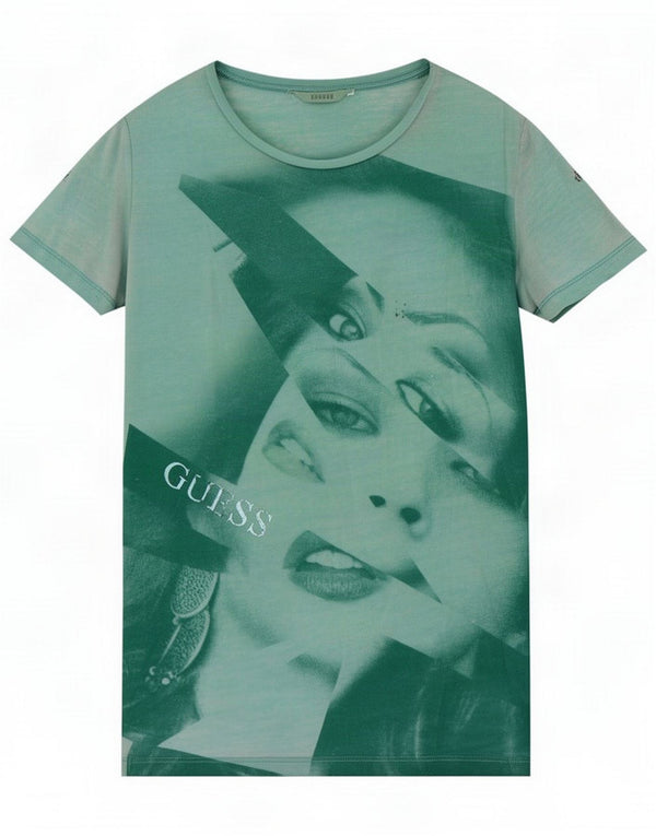 Guess Camiseta gráfica para mujer Top UK 6 XS Poliéster verde