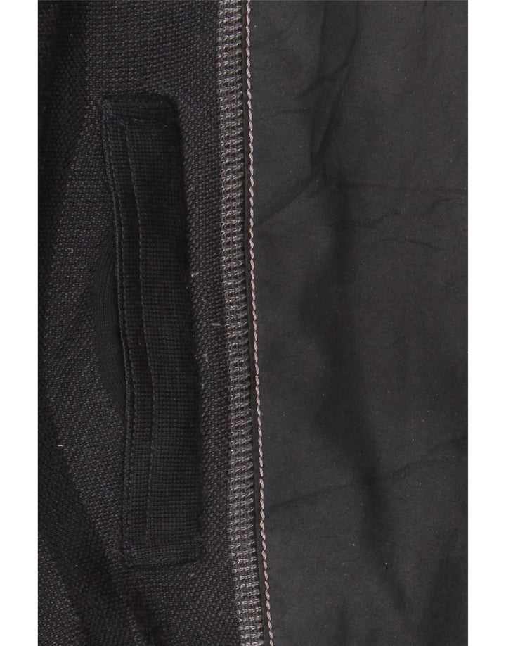 Vintage hombres punto bomber chaqueta IT 56 2XL negro colorblock lana