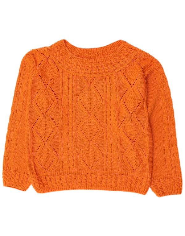 Vintage mujer barco cuello jumper suéter Reino Unido 16 algodón naranja grande