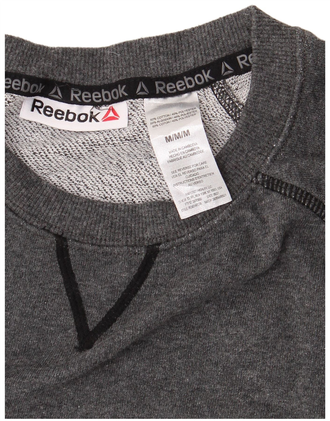 REEBOK Hombre Sudadera Gráfica Jumper Algodón Gris Medio