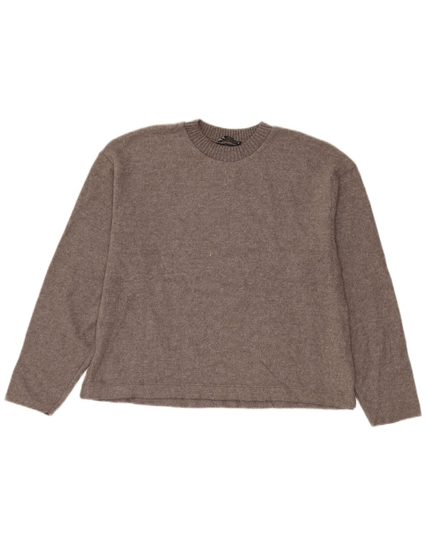 Zara Womens Oversized Crew Neck Jumper Sweater UK 10 Small Grey Polyester