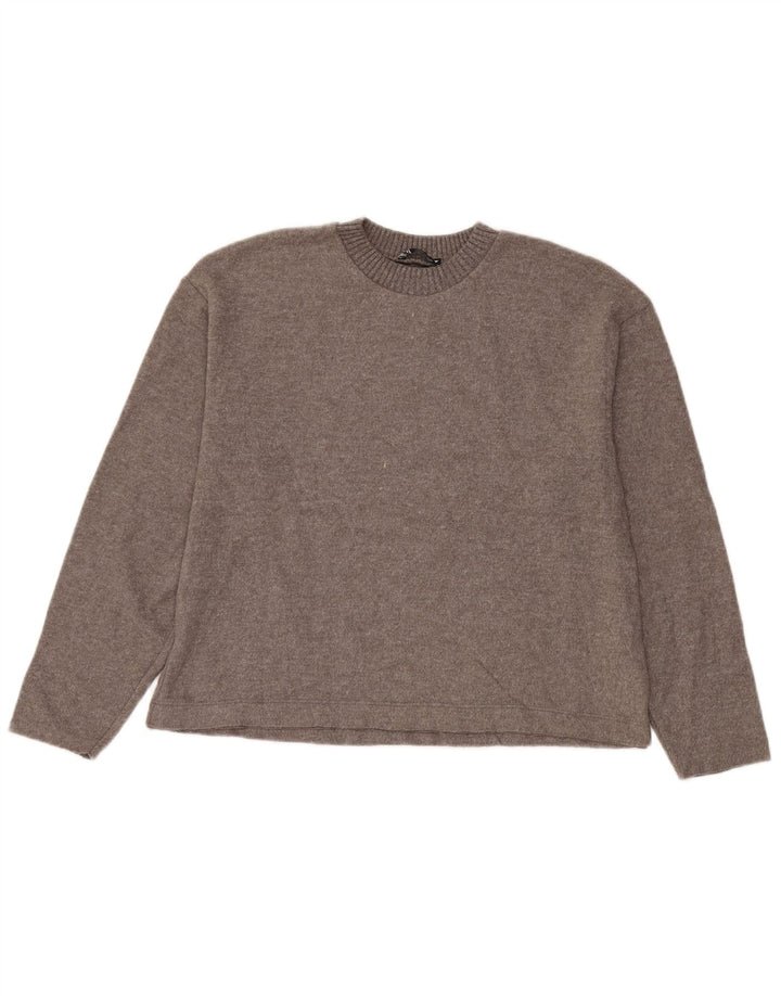 Zara Mujer Suéter De Cuello Redondo De Gran Tamaño UK 10 Pequeño Poliéster Gris
