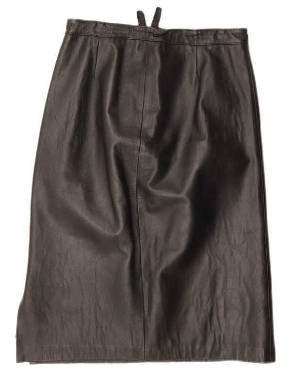 Falda de cuero vintage para mujer W28 Negro medio