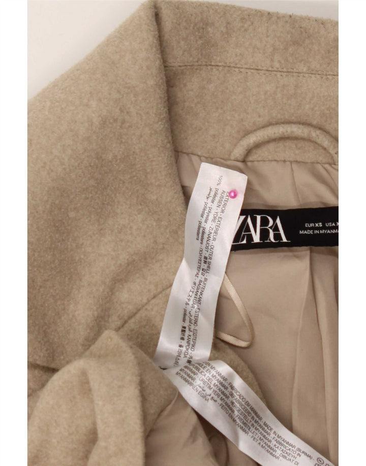Zara Mujer Abrigo UK 6 XS Beige Poliéster