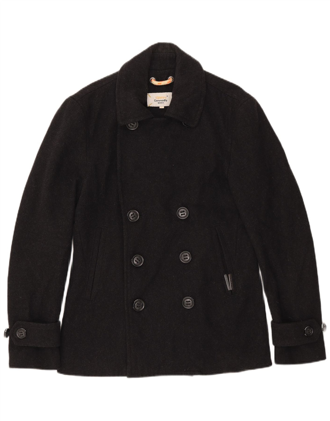 Superdry Chaquetón para hombre, talla 38, lana negra mediana