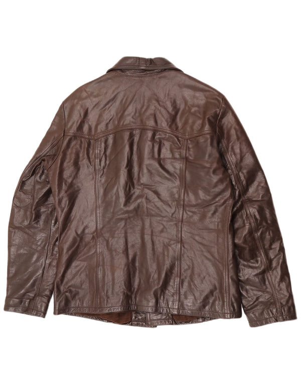 Chaqueta de cuero vintage para hombre IT 48 cuero marrón medio