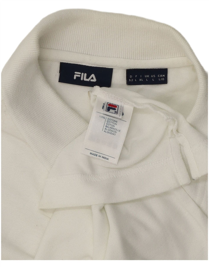 FILA Mens Polo Shirt Large White Cotton