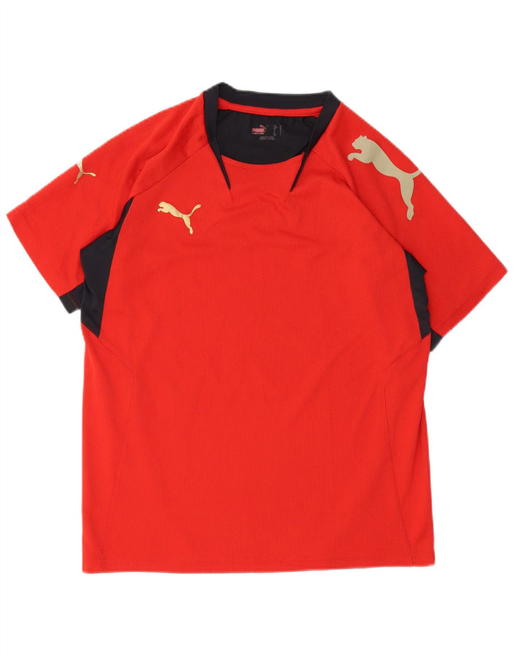 Puma Camiseta gráfica para hombre Top Small rojo color block