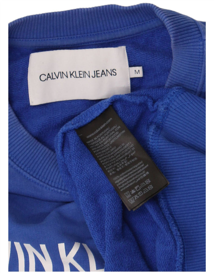 Calvin Klein Jeans Hombre Sudadera Gráfica Jumper Algodón Azul Medio