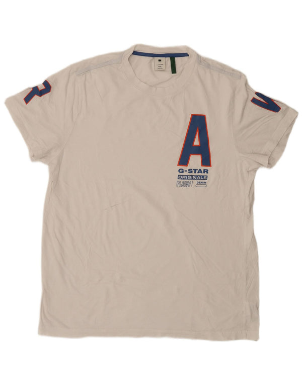 G-Star Camiseta gráfica para hombre Top 2XL Algodón blanco