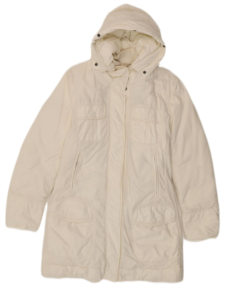 Playlife Abrigo acolchado con capucha para mujer UK 44 Algodón blanco mediano