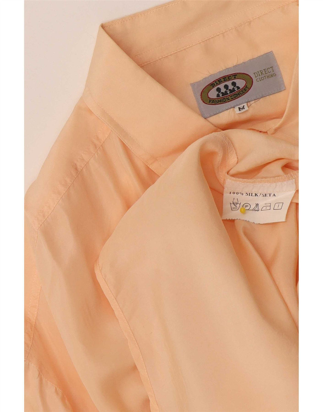 Camisa vintage de manga corta para hombre de seda naranja mediana