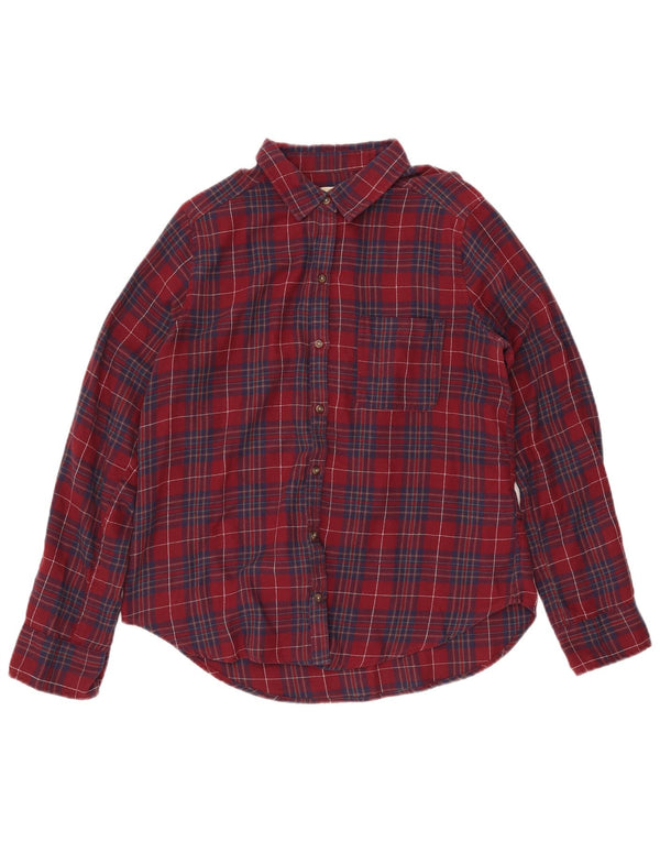 HOLLISTER Camisa de franela para mujer UK 44 Algodón a cuadros burdeos mediano
