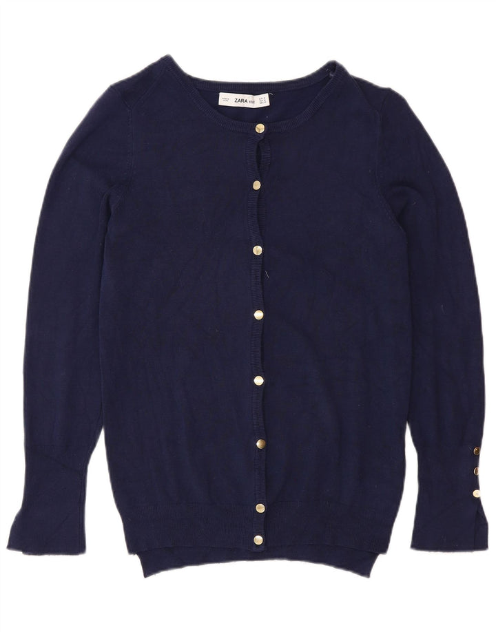 Zara Mujer Cárdigan Suéter UK 12 Medium Azul Marino
