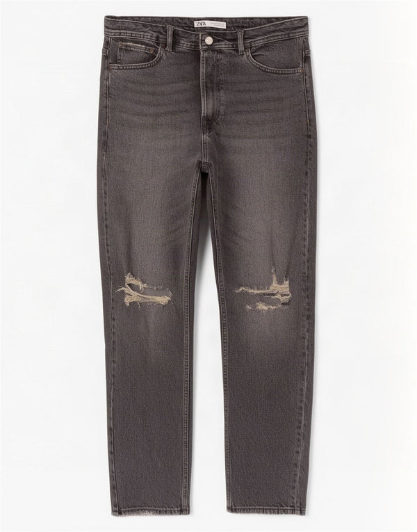 Zara Jeans rectos desgastados para hombre EU 44 Large W34 L29 Algodón gris