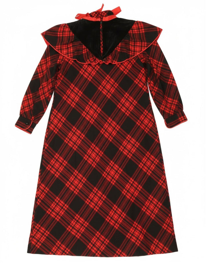 Vintage mujer Maxi camisa vestido Reino Unido 14 grande rojo comprobar lana