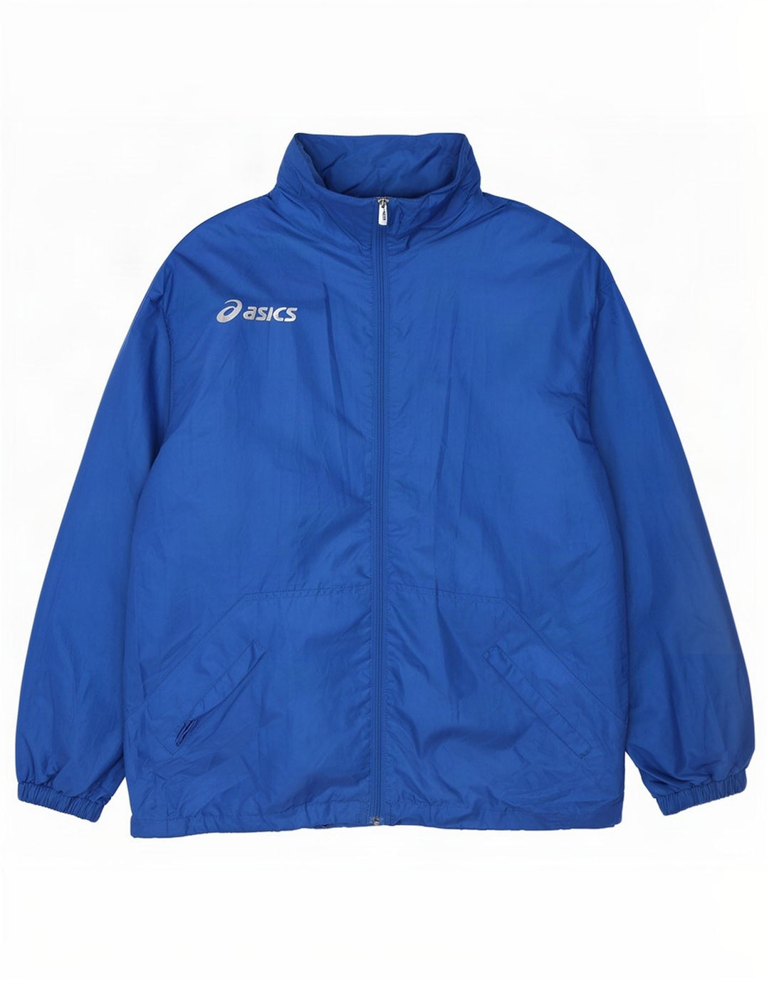 Asics Chaqueta impermeable con capucha para hombre Reino Unido 40 Poliéster azul grande