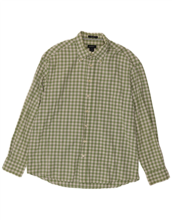 Gant Camisa Regular Fit XL De Algodón A Cuadros Verde Hombre